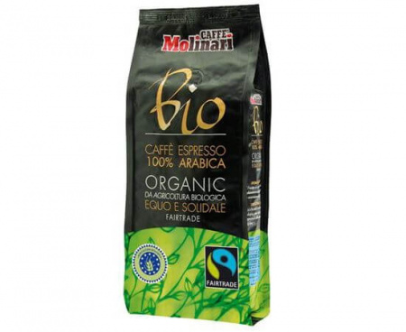 Кофе в зернах «BIO ORGANIC FAIRTRADE», 100% арабика, пакет 0.5 кг, Molinari