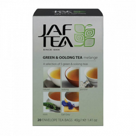 Чай Jaf Tea "Green & Oolong Melange", зеленый, ассорти 5 видов по 4 сашета