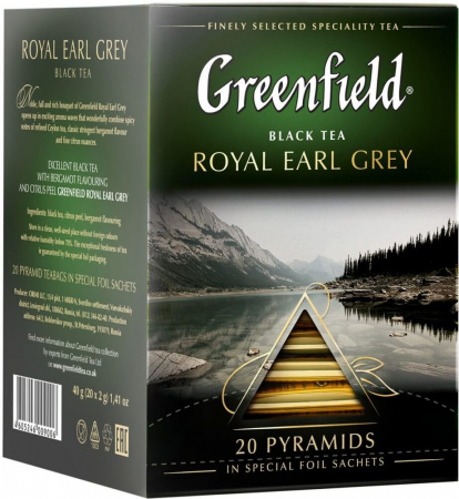Чай Greenfield "Royal Earl Grey", черный с добавками, 20 пирамидок