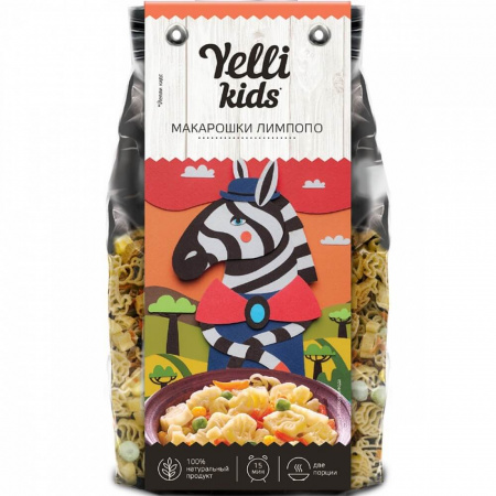 Макарошки Yelli kids "Лимпопо с овощами", 90 гр