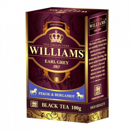 Чай Williams "Earl Grey", черный с ароматом бергамота, 100 гр