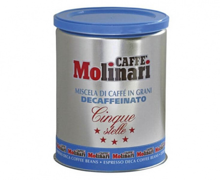 Кофе молотый Decaffeinato, без кофеина, жестяная банка 250 г, Molinari