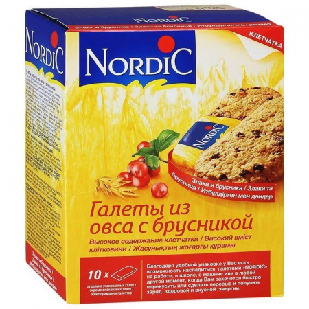 Галеты из овса Elovena Nordic "С брусникой", 300 гр