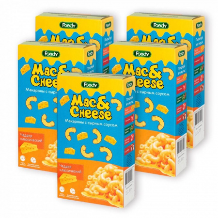 Макароны с сырным соусом Foody "Mac&Cheese", Чеддер классический, 5 упаковок по 143 гр