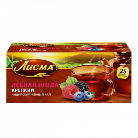 Чай Лисма "Лесная Ягода", черный ароматизированный, 25 пакетиков