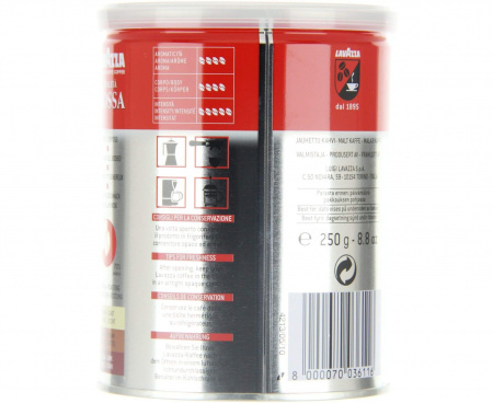 Молотый кофе Rossa, жестяная банка 250 г, Lavazza
