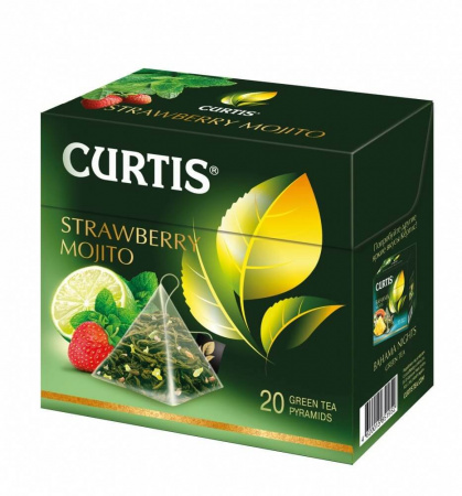 Чай Curtis "Strawberry Mojito", зеленый с добавками, 20 пирамидок