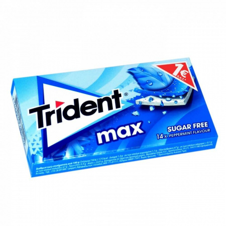 Жевательная резинка Trident max "Перечная мята", без сахара, 27 гр