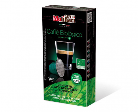 КОФЕ В КАПСУЛАХ ДЛЯ КОФЕМАШИН NESPRESSO BIO ORGANIC, 100% АРАБИКА, 10 ШТ. ПО 5 Г, MOLINARI
