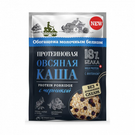 Протеиновая каша Bionova "Овсяная с черникой", 40 гр