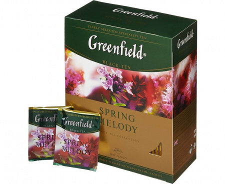 Чай черный Spring Melody с чабрецом, 100 пакетиков, Greenfield