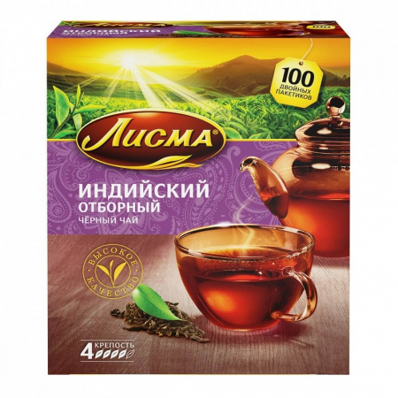 Чай Лисма "Индийский отборный", черный, 100 пакетиков