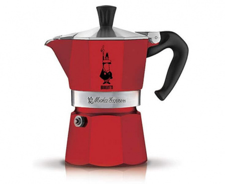 Гейзерная кофеварка MOKA EXPRESS на 6 чашек 300 мл, красная, алюминий, Bialetti