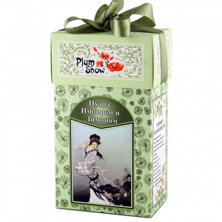 Чай Plum Snow "Чёрный чай Пуэр с Имбирём и Лимоном", чёрный листовой, 100 гр
