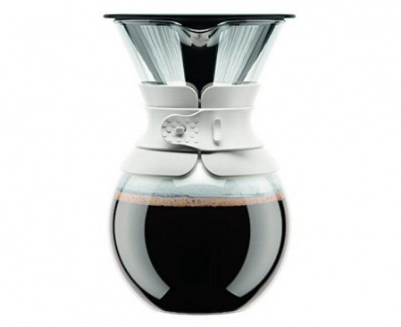 Кофейник с фильтром Pour Over, 1 л, белый, стекло, Bodum
