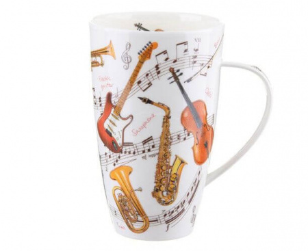 Кружка "Музыкальные инструменты", 600 мл, костяной фарфор, серия Henley, Dunoon