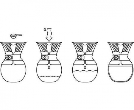 Кофейник с фильтром Pour Over, 1 л, белый, стекло, Bodum