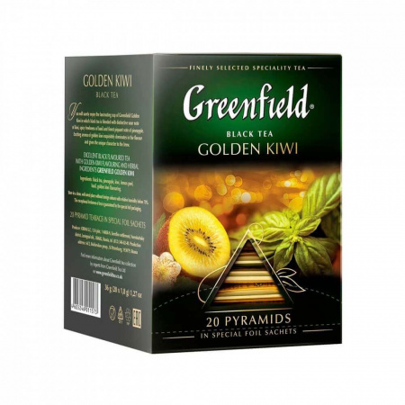 Чай Greenfield "Golden Kiwi", черный с добавками, 20 пирамидок