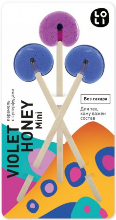 Карамель с суперфудами LO-LI "Violet Honey Mini", без сахара, 24 гр