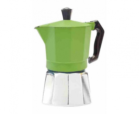 Гейзерная кофеварка на 9 чашек, зеленая, алюминий, Buon Caffe