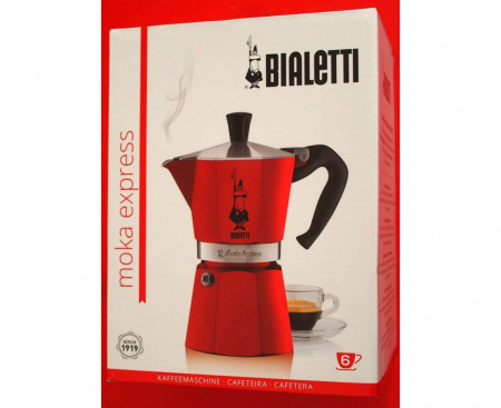 Гейзерная кофеварка Moka Express Rossa, 4942, на 3 чашки, коробка, Bialetti