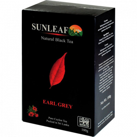 Чай Sunleaf "Бергамот", чёрный крупнолистовой с добавками, 100 гр