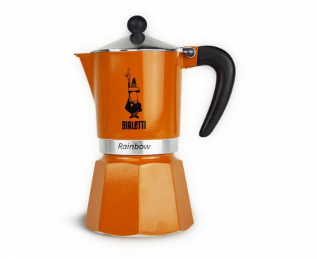 Гейзерная кофеварка Rainbow, 4992, на 3 чашки, оранжевая, Bialetti