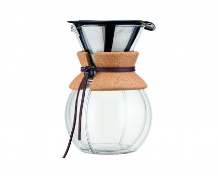 Кофейник с фильтром POUR OVER с двойными стенками, тритан. покрытие, 1 л, пробковый, Bodum