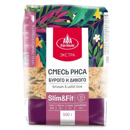 Рис Агро-Альянс Экстра "Смесь Бурого и Дикого", 500 гр