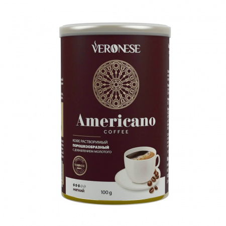Кофе Veronese "Americano", растворимый с добавлением молотого, 100 гр