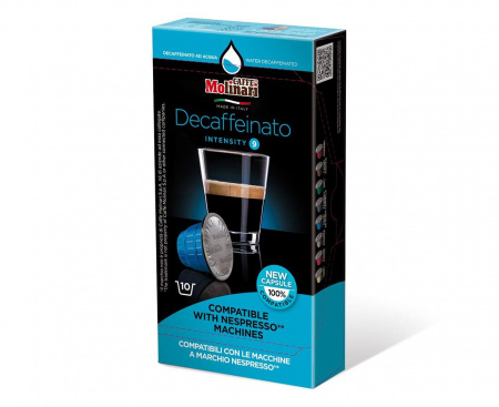 КОФЕ В КАПСУЛАХ ДЛЯ КОФЕМАШИН NESPRESSO DECAFFEINATED (БЕЗ КОФЕИНА), 10 ШТ. ПО 5 Г, MOLINARI