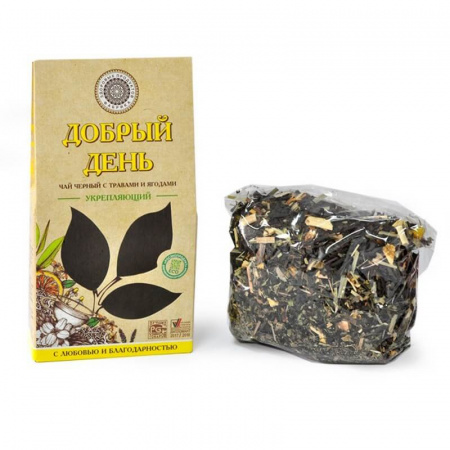 Чай Фабрика Здоровых Продуктов "Добрый день Укрепляющий", чёрный с травами и ягодами, 75 гр
