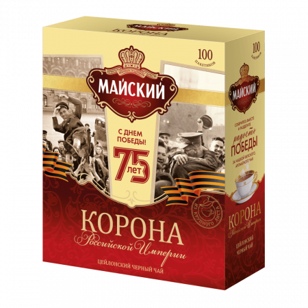 Чай Майский "Корона Российской Империи", черный, 100 пакетиков