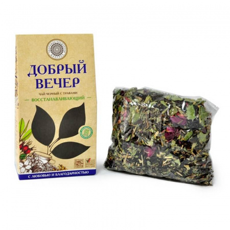 Чай Фабрика Здоровых Продуктов "Добрый вечер Восстанавливающий", чёрный с травами, 75 гр