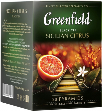 Чай Greenfield "Sicilian Citrus", черный с добавками, 20 пирамидок