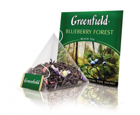 Чай черный Blueberry Forest с черникой, 20 пирамидок, Greenfield