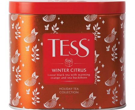 Чай черный листовой с ароматом апельсина, облепихи и розмарина Winter Citrus, 100 г, Tess