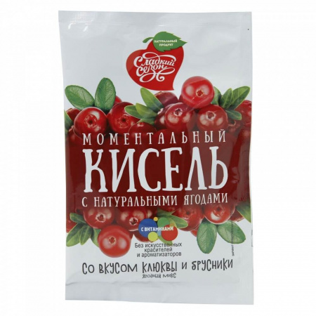 Кисель Сладкий сезон "Моментальный со вкусом клюквы и брусники", 30 гр