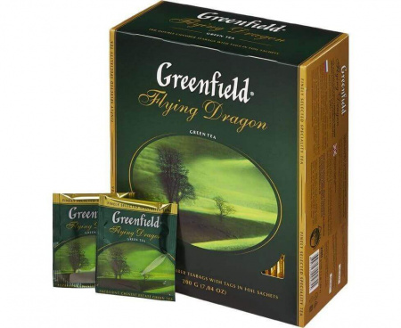 Чай зеленый Flying Dragon, 100 пакетиков, Greenfield