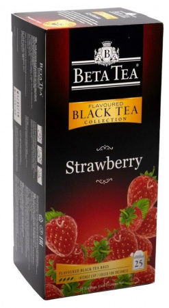 Чай Beta Tea "Клубника", чёрный ароматизированный , 25 пакетиков